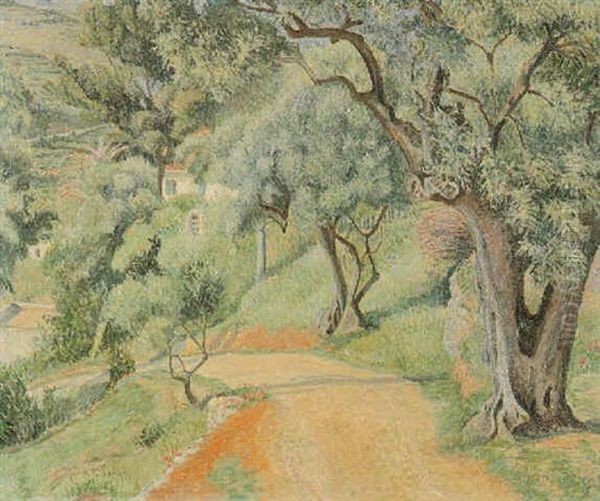 Chemin De L'hubac, Toulon Oil Painting by Lucien Pissarro