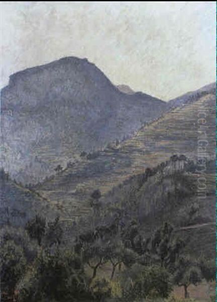 La Bau, Soleil Couchant Oil Painting by Lucien Pissarro