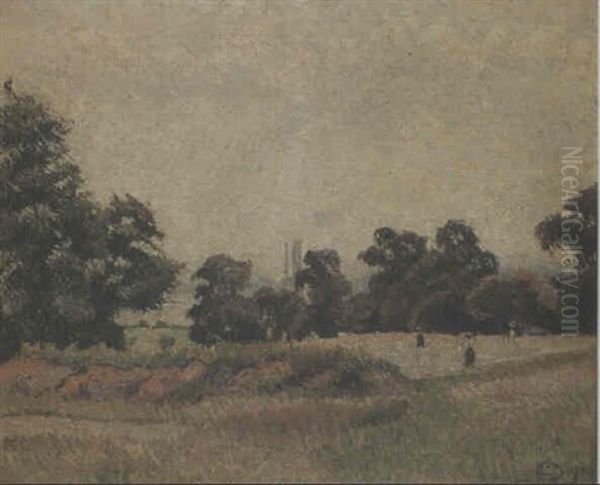 The Golf Links, Acton (a June Morning) Oil Painting by Lucien Pissarro