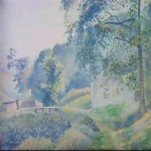 Brookleton, Misty Morning, Youlgreave Oil Painting by Lucien Pissarro