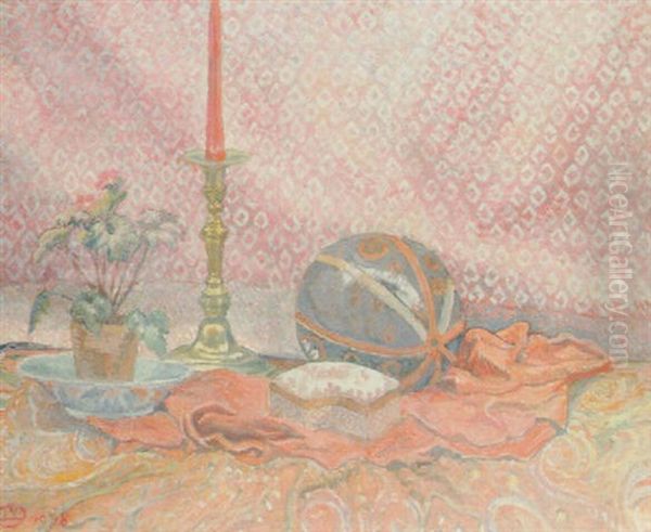 Arrangement En Rouge Dominant Oil Painting by Lucien Pissarro