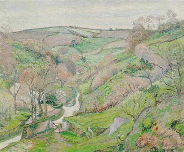 The Mill From The Hill, Blackpool, Devon Oil Painting by Lucien Pissarro