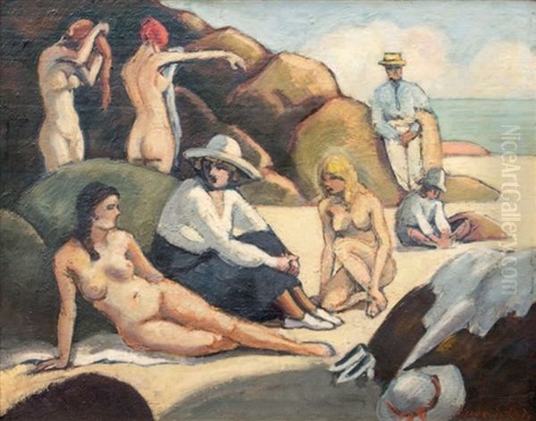 Scene De Plage Oil Painting by Ludovic Rodo Pissarro