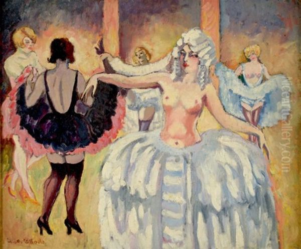 Au Cabaret, Danses A Demies-nues Oil Painting by Ludovic Rodo Pissarro