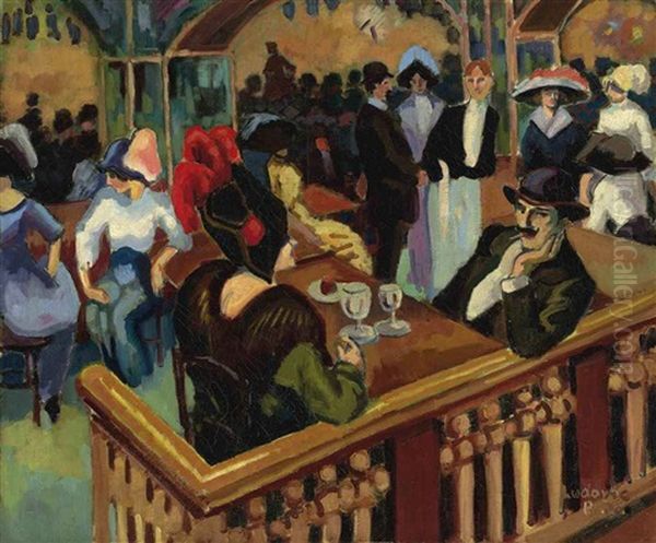 Cafe Parisien (bal Tabarin) Oil Painting by Ludovic Rodo Pissarro