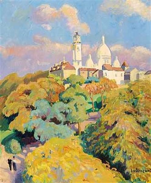 Parti Fra Paris Med Udsigt Mod Sacre Coeur De Montmartre Oil Painting by Ludovic Rodo Pissarro