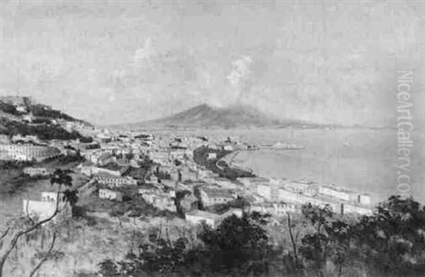 The Bay Of Naples by Enrico (Ulrico) Pistilli