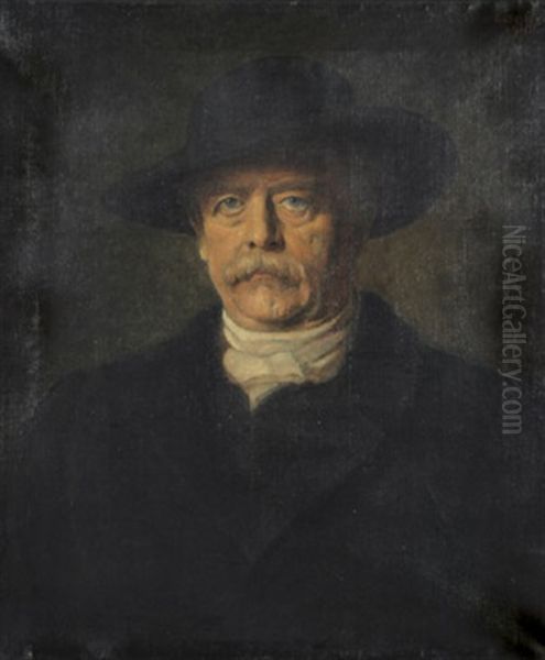 Portrat Otto Von Bismarck Mit Schwarzem Hut Oil Painting by Oskar Ritter von Pistor