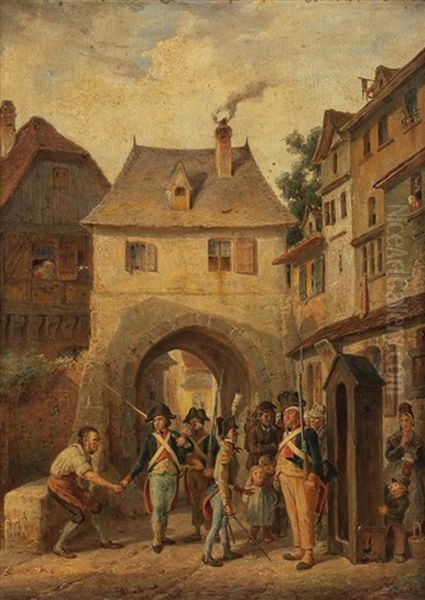 Die Wachen Am Stadttor Oil Painting by Eduard Karl Gustav Lebrecht Pistorius