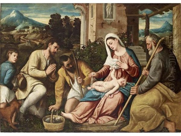 The Adoration Of The Shepherds Oil Painting by Bonifazio de Pitati