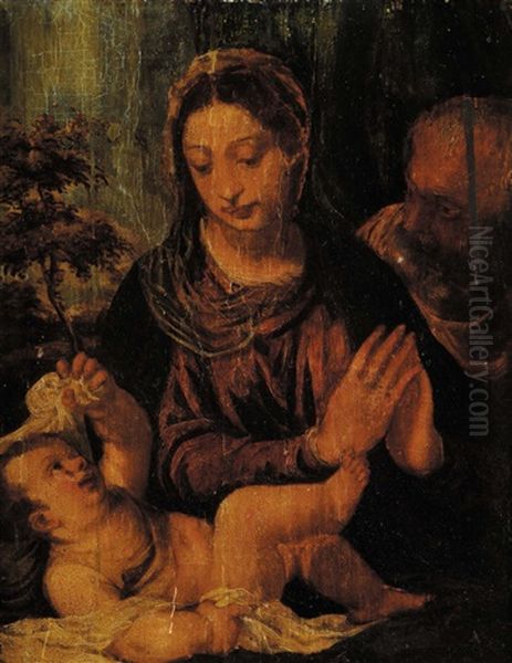 Sacra Famiglia Oil Painting by Bonifazio de Pitati