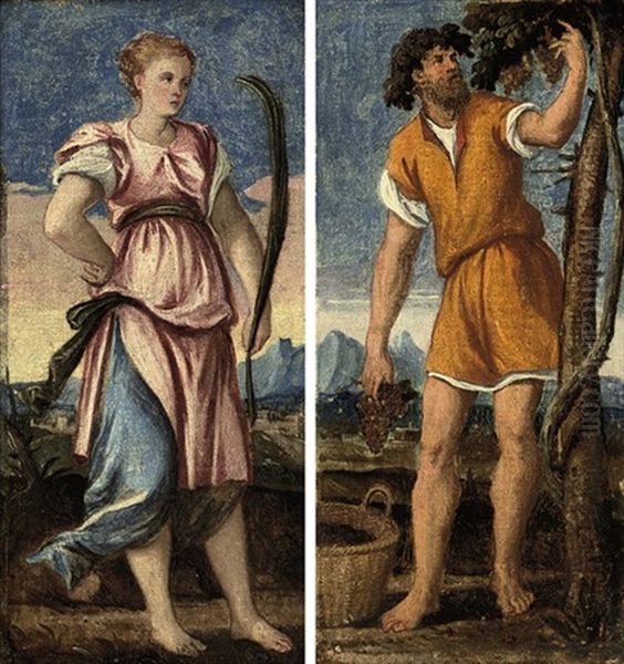 Summer (+ Autumn; Pair) Oil Painting by Bonifazio de Pitati