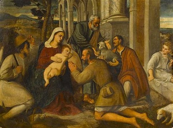 The Adoration Of The Shepherds Oil Painting by Bonifazio de Pitati