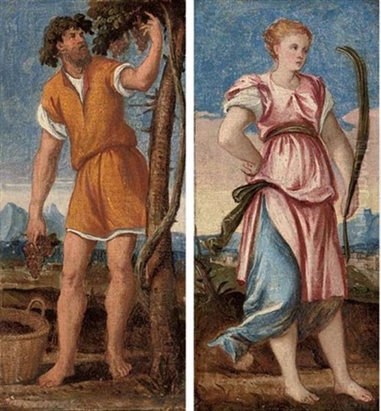 Summer (+ Autumn; Pair) Oil Painting by Bonifazio de Pitati