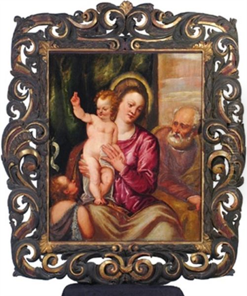 La Sacra Famiglia Con San Giovanni Oil Painting by Bonifazio de Pitati