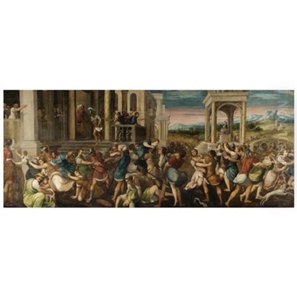 The Rape Of The Sabine Women Oil Painting by Bonifazio de Pitati