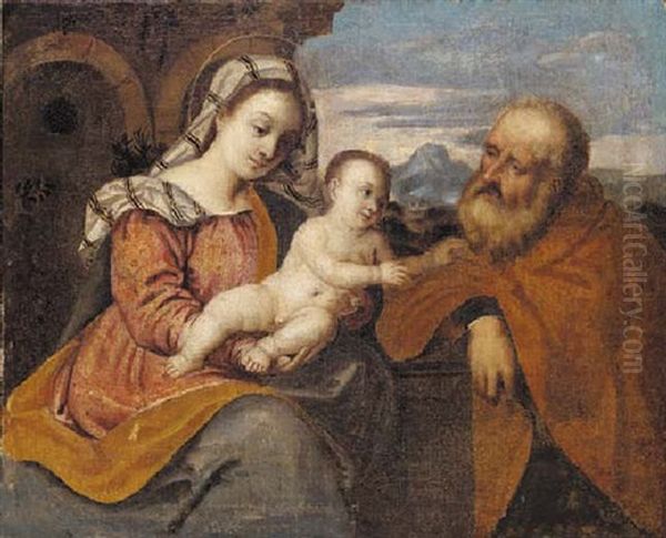 Holy Family Oil Painting by Bonifazio de Pitati