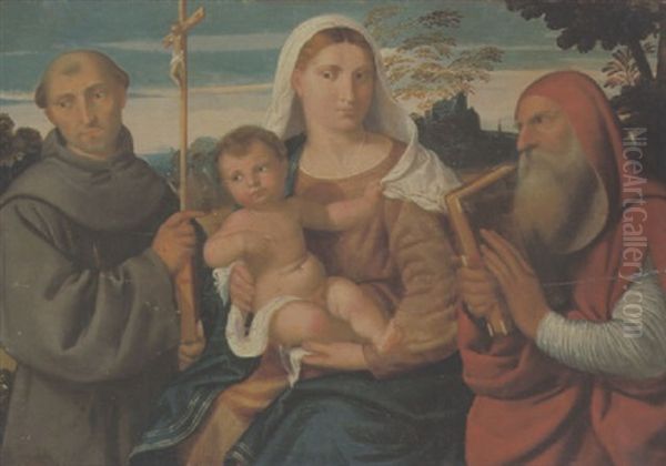 La Madonna Con Bambino E I Santi Francesco E Gerolamo Oil Painting by Bonifazio de Pitati