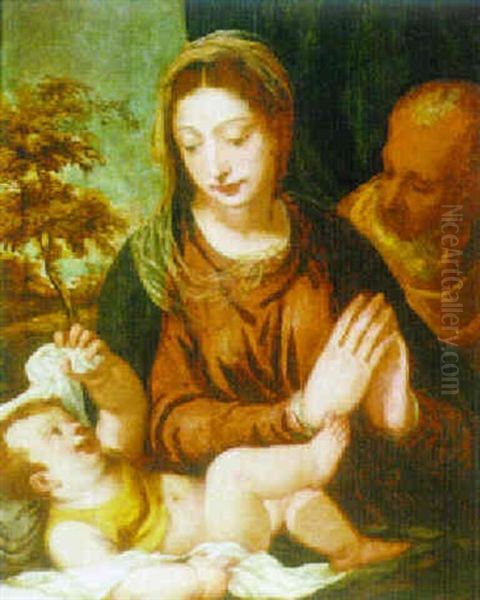 The Holy Family Oil Painting by Bonifazio de Pitati