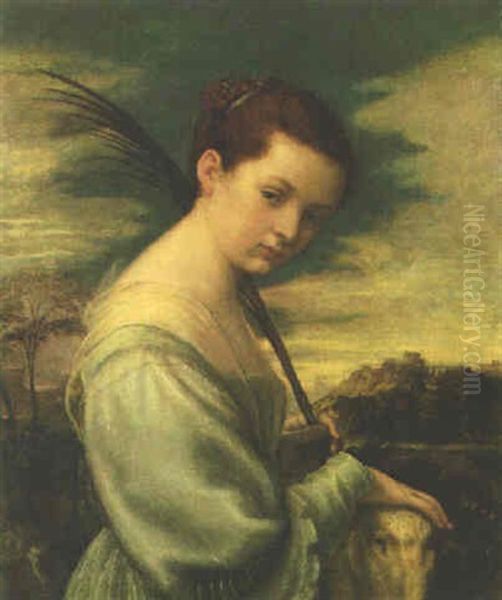 Saint Agnes Oil Painting by Bonifazio de Pitati