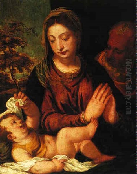 The Holy Family Oil Painting by Bonifazio de Pitati