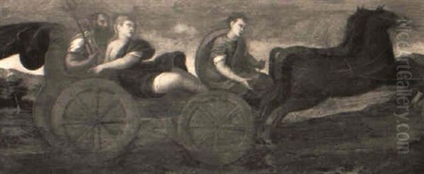 Jupiter And A Nymph Riding In A Horse-drawn Chariot Oil Painting by Bonifazio de Pitati