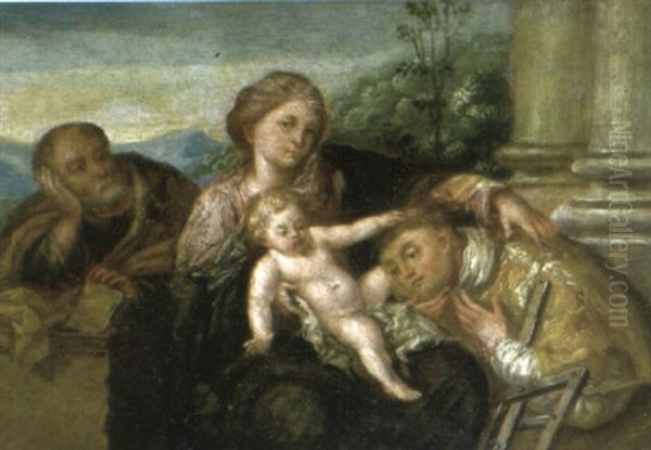 The Holy Family With St. Lawrence Oil Painting by Bonifazio de Pitati