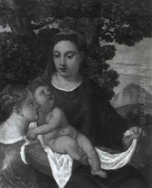 Madonna Col Bambino E Santa Caterina Oil Painting by Bonifazio de Pitati