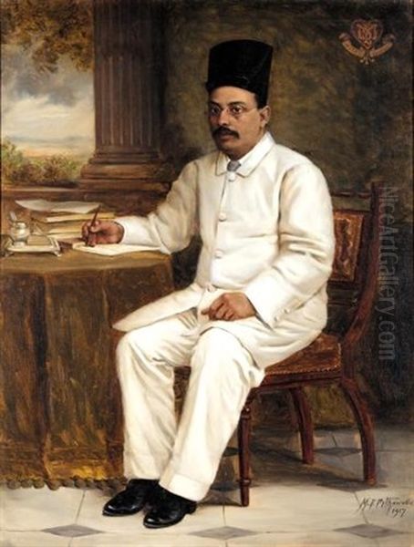 Parsi Gentleman Oil Painting by Manchershaw Fakirjee Pithawalla