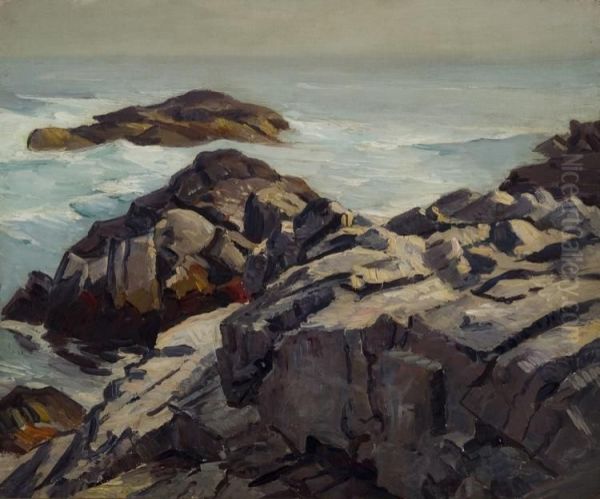 Monhegan Surf Oil Painting by Abraham Jacobi Bogdanove