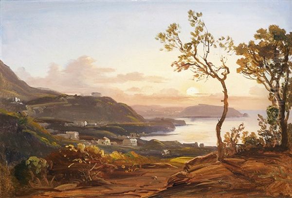 Vue De La Cote Napolitaine Oil Painting by Anton Sminck Pitloo