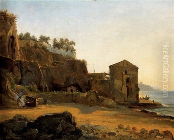 Vue De La Cote Amalfitaine Oil Painting by Anton Sminck Pitloo