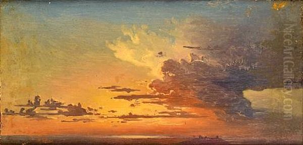 Sunset Oil Painting by Anton Sminck Pitloo