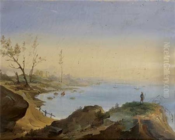 Vue De La Cote Amalfitaine Oil Painting by Anton Sminck Pitloo