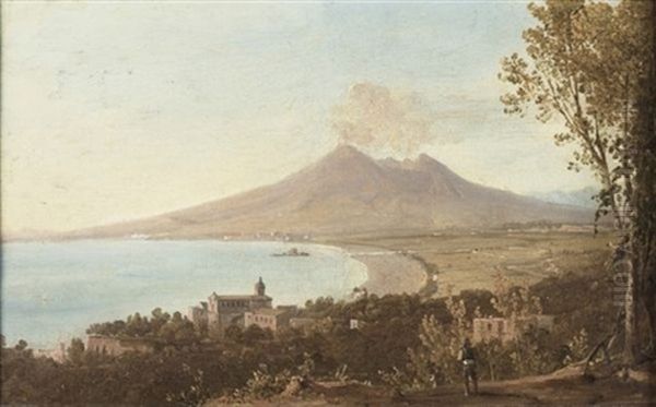 Vue Des Cotes Napolitaines Et Du Vesuve Prises De Castellamare Oil Painting by Anton Sminck Pitloo