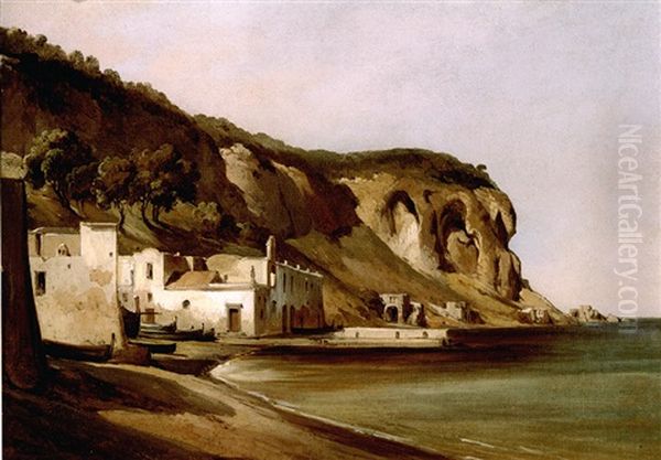 View Of The Italian Coast Near Posillipo, Naples Oil Painting by Anton Sminck Pitloo