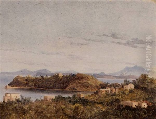 Ischia And Capri Seen From The Neapolitan Coast Oil Painting by Anton Sminck Pitloo