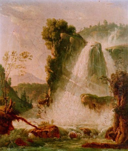 The Falls Of Tivoli Oil Painting by Anton Sminck Pitloo