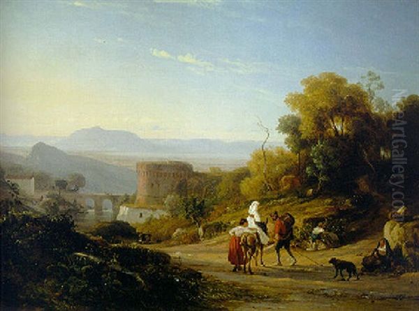 In The Roman Campagna Oil Painting by Anton Sminck Pitloo