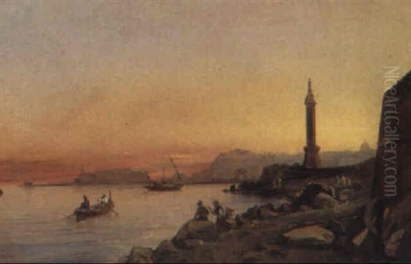 Napoli Al Tramonto Oil Painting by Anton Sminck Pitloo