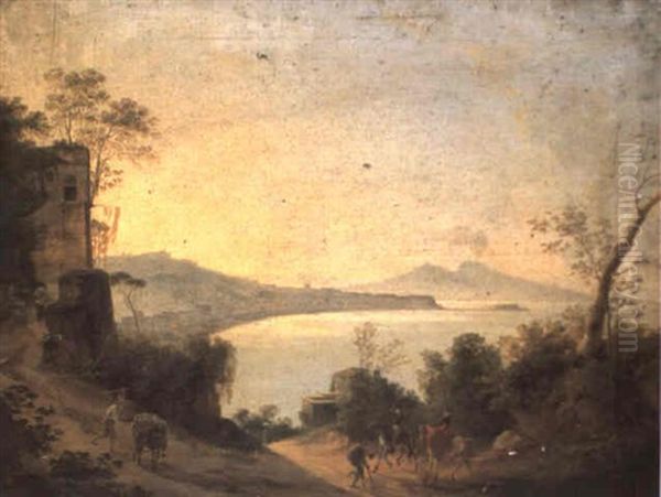 Naples From Posilippo Oil Painting by Anton Sminck Pitloo