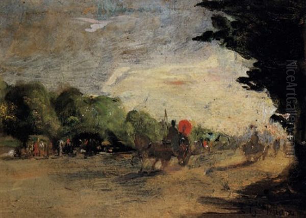 Passeggiata In Carrozza Oil Painting by Carlo Pittara