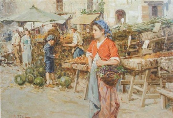 At The Market Oil Painting by Giuseppe Pitto