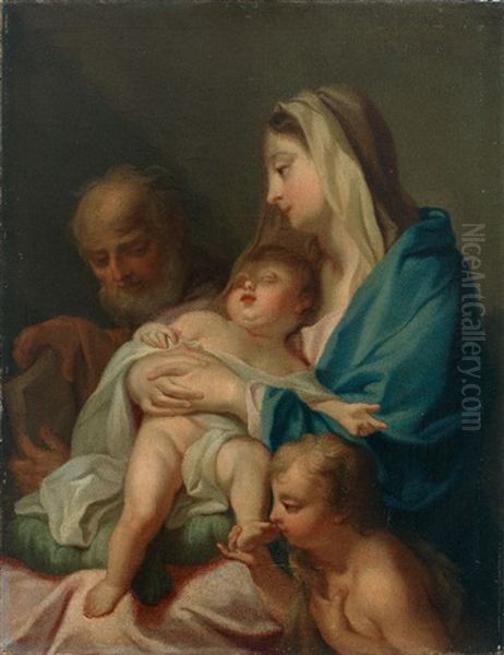 Die Heilige Familie Mit Dem Johannesknaben Oil Painting by Giovanni Battista Vicentino Pittoni the Elder