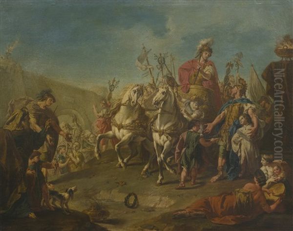 Alexander Triumphant In Babylon Oil Painting by Giovanni Battista Pittoni the younger