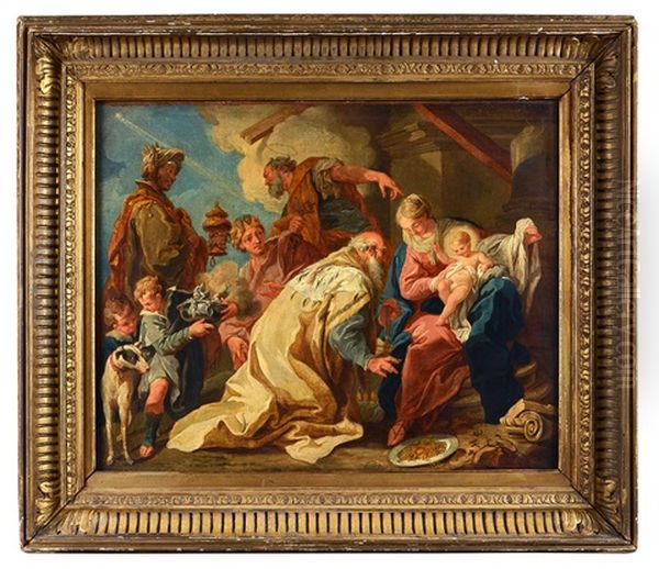 Adoration Des Mages Oil Painting by Giovanni Battista Pittoni the younger