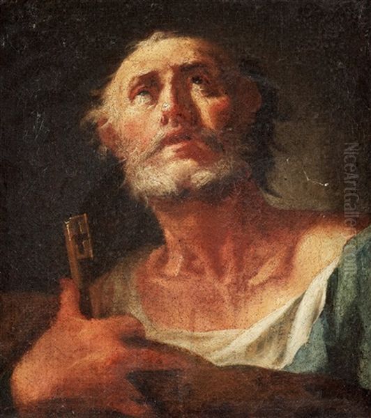 Saint Peter Holding The Keys Of Heaven Oil Painting by Giovanni Battista Pittoni the younger