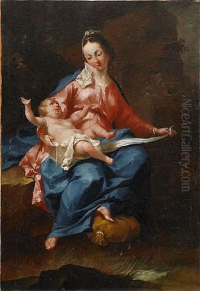 Madonna Med Barnet Oil Painting by Giovanni Battista Pittoni the younger