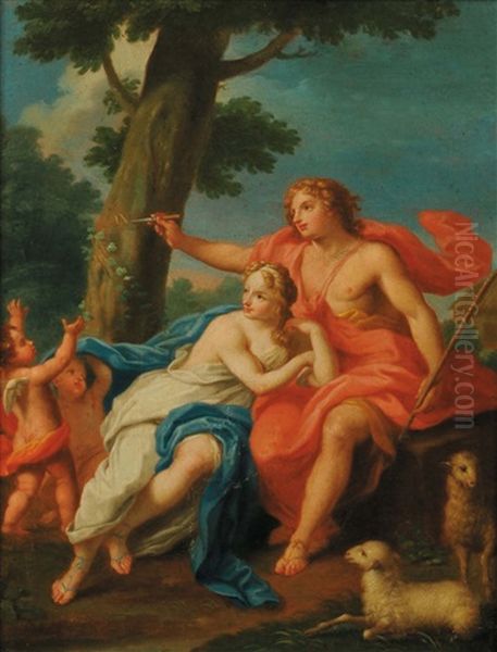 Venere E Adone (pair) Oil Painting by Giovanni Battista Pittoni the younger