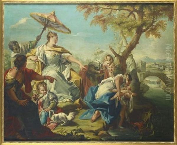 Moise Sauve Des Eaux Oil Painting by Giovanni Battista Pittoni the younger